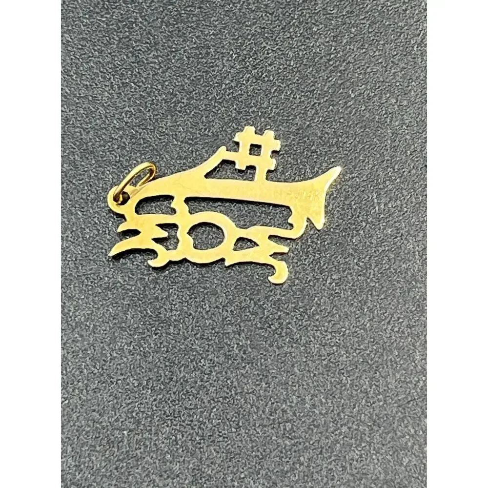 AJ 14K Yellow‎ Gold .45 #1 MOM Vintage Charm Pendant Special Gift